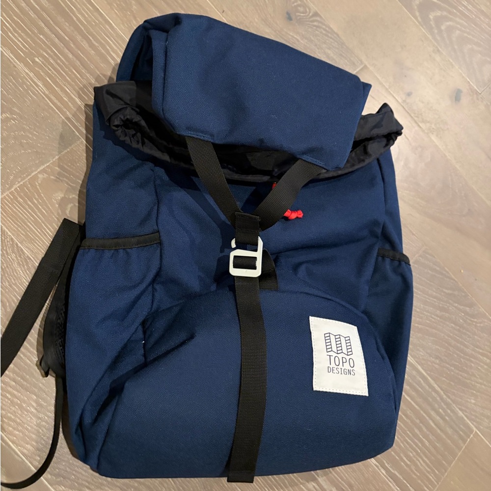Topo Designs Blue Backpack with Black Accents